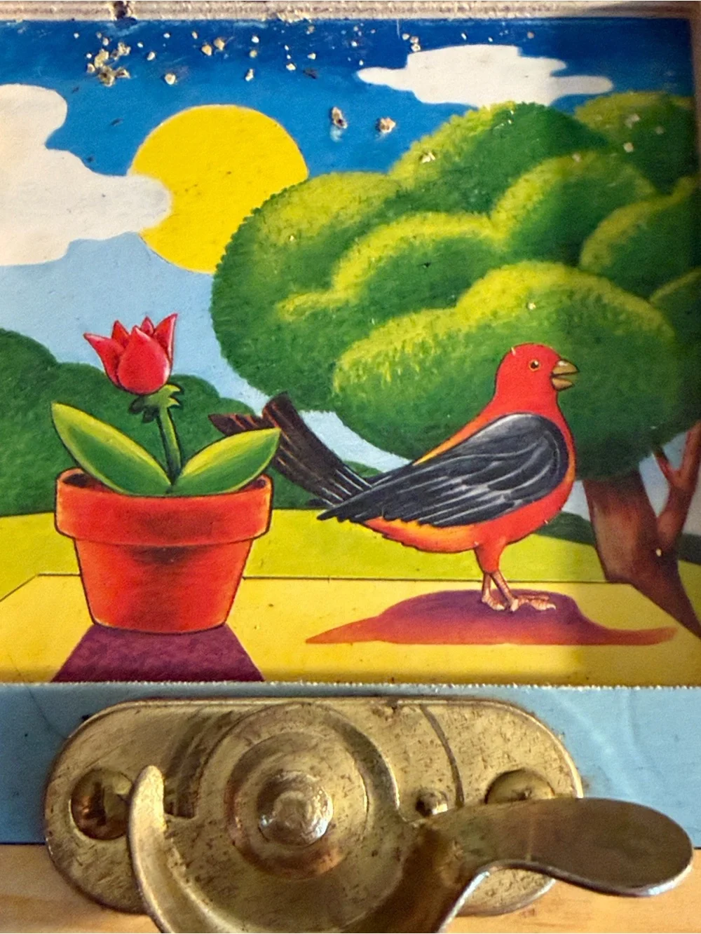 Melissa & Doug Wooden Latches Board - Red, Blue, Yellow, Green, Brown